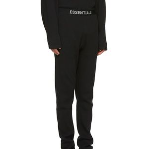 Black Essentials Thermal Waffle Sweatpants